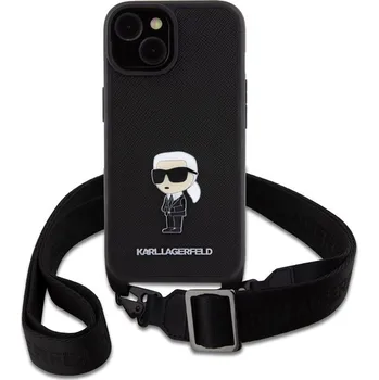 Pouzdro na mobilní telefon Karl Lagerfeld Saffiano Crossbody Metal Ikonik pro Apple iPhone 15