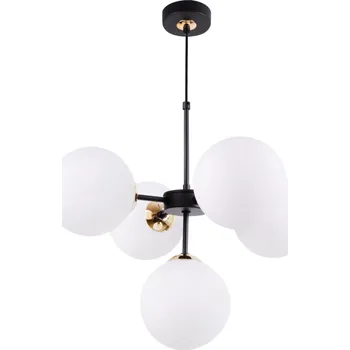 Light for home - Černozlatá Regulovatelná Stropní Lampa se 5 Bílými Foukanými Stínidly"IMPERIA", 5x40W, E14, Černá