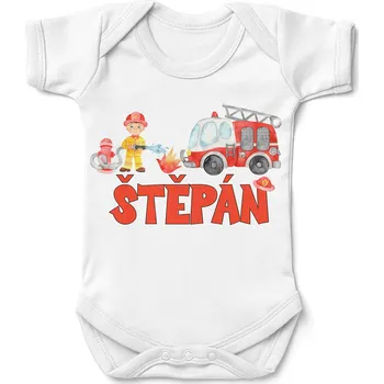 Kojenecký body Dětské body se jménem – pro chlapce – HASIČSKÉ (Velikost: 80)