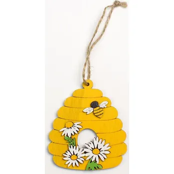 Dřevěný závěs, ÚL SE VČELAMI, 8x9cm, 1ks