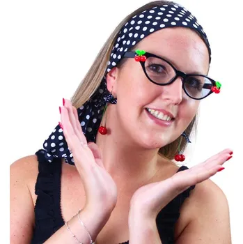 Karnevalový doplněk Sada čelenka, brýle, naušnice retro