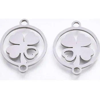 Dětské navlékací korálky Pro Háčkování Mezidíl čtyřlístek 19 x 15 mm ocel