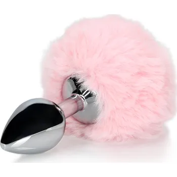 Anální kolík Ouch! Bunny Tail with Metal Butt Plug Pink
