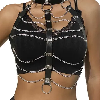 Erotický nábytek Subblime Fetish Chest Harness Leather Chains Black