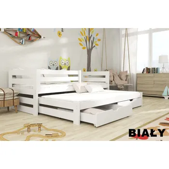 Dětská postel Postel Kubík s výsuvným lůžkem a úložným prostorem 90x190 cm masiv BÍLÁ