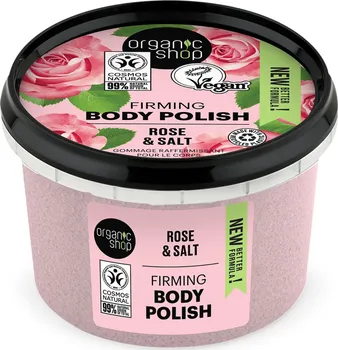 Tělový peeling Organic Shop Firming Body Polish zpevňující tělový peeling růže a sůl 250 ml