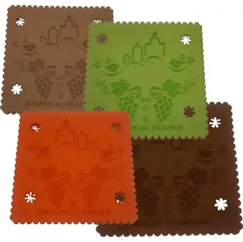 Podtácek Podtácky z plsti 100 mm Moravský vzor 05 čtverec světle zelená