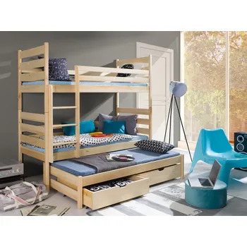 Dětská postel Dětská patrová postel Tomáš 180x80 cm s přistýlkou a úložným prostorem masiv
