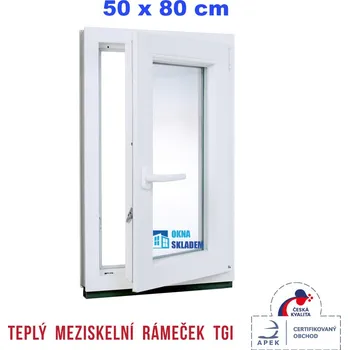 Okno ERKADO Plastové okno 50 x 80 cm Bílé / Antracit otevíravé i sklopné pravé