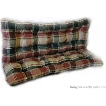 Podsedák polstr na houpačku 170 cm hnědo zelená kostka, polstry na zahradní nábytek lkv