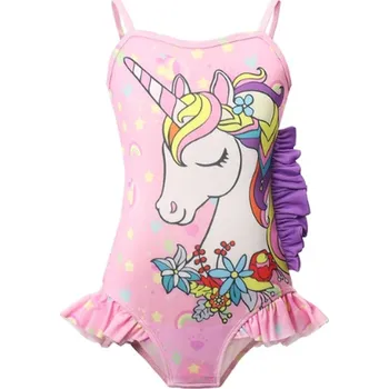 Dívčí plavky Unicorn (Jednorožci) Jednodílné dívčí plavky - s motivem jednorožce "Unicorn" Varianta: set Q plavky bez doplňků (1 ks), Velikost: 100/2-3 roky