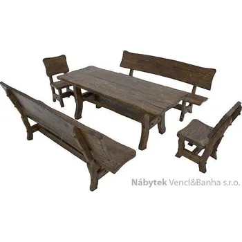 Zahradní sestava dřevěný zahradní nábytek Goral 200 drásaný 1S+2L+2K euromeb 10