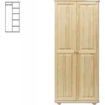 Šatní skříň Kombinovaná dřevěná šatní skřín DN104 borovice masiv - šířka 80 cm