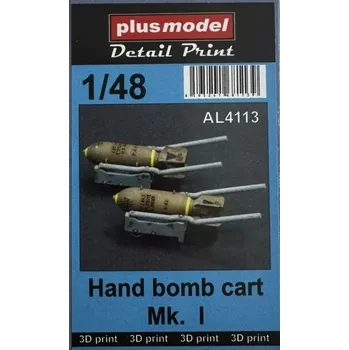 Plastikový model Plusmodel 1/48 Hand bomb cart Mk.I