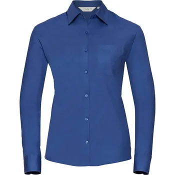 Women's long sleeve shirt, pure cotton, easy to care for, poplin R936F 100% cotton poplin RUSSELL modrá 2333939