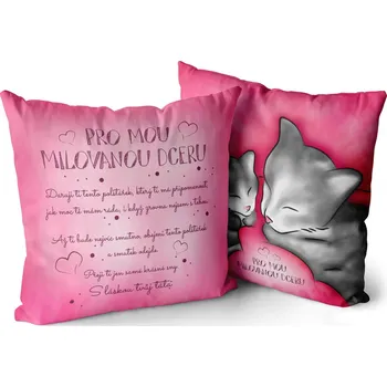 Dekorativní polštářek Polštář 40 x 40 cm - Pro mou milovanou dceru - věnování táta
