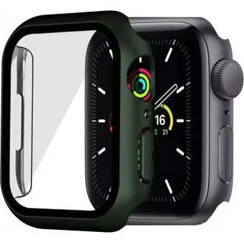 Pouzdro na mobilní telefon Matné ochranné pouzdro s tvrzeným sklem pro Apple Watch 45mm - olivové