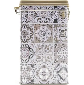 Dóza na potraviny Plechová dóza Casa Decor se šedými ornamenty, 500 g
