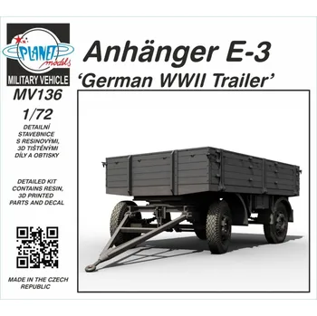 Plastikový model 1/72 Anhänger E-3 German Trailer WWII (resin kit)