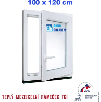 Okno ERKADO Plastové okno 100 x 120 cm bílé otevíravé i sklopné pravé