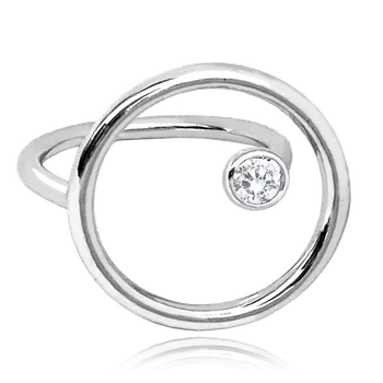 Prsten MINET Stříbrný prsten otevřený KROUŽEK se zirkonem Velikost prstenu: 62