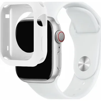 Pouzdro na mobilní telefon Silikonový řemínek se silikonovým pouzdrem pro Apple Watch 45mm / 44mm - bílý