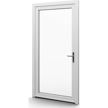 Vchodové dveře Plastové jednokřídlové hlavní vchodové dveře bílé celoprosklené Otvírání: Levé, Šířka v cm: 100, Výška v cm: 200