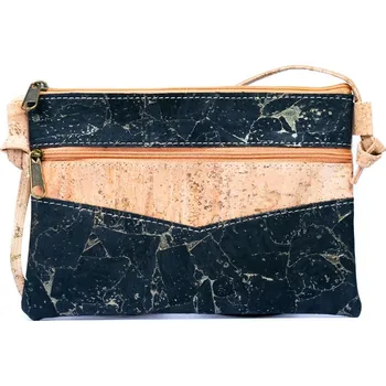 Kabelka Korkové psaníčko - Černé se zlatými prvky