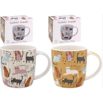 Leonardo, Anglie Porcelánový hrnek barevné kočky na světlém podkladu v dárkové krabičce - 300 ml