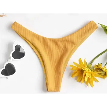 Dámské plavky Žebrované plavky s uzlem Velikost: L, Barva (Varianta): 01 Yellow Bottom