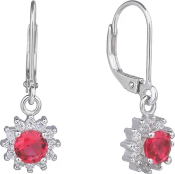 Náušnice Bealio BEALIO Stříbrné náušnice VISACÍ rubín 03-11242-2511