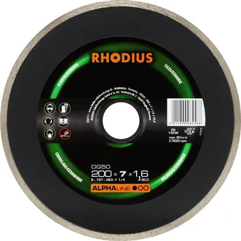 Řezný kotouč RHODIUS Diamantový řezný kotouč DG50 200 x 5,0 x 1,6 x 30,00 ALPHAline