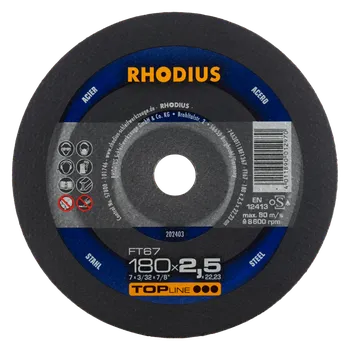 Řezný kotouč RHODIUS Ruční řezný kotouč FT67 180 x 2,5 x 22,23 TOPline
