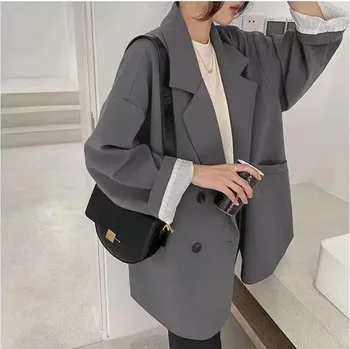 Dámské sako Klasické oversize sako Barva: Šedá, Velikost: L