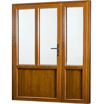 Vchodové dveře SKLADOVÁ-OKNA.cz Vedlejší vchodové dveře dvoukřídlé, levé, REHAU Smartline+ - 1580 x 2080 mm Bílá dovnitř / Zlatý dub ven