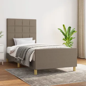 Ložnice vidaXL Rám postele s čelem 90x200 cm textil [3125028] Barva: taupe