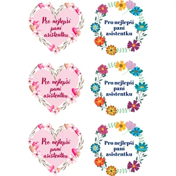 samolepka Samolepky, kulaté, PRO NEJLEPŠÍ PANÍ ASISTENTKU, 4,5 cm, 6ks/arch