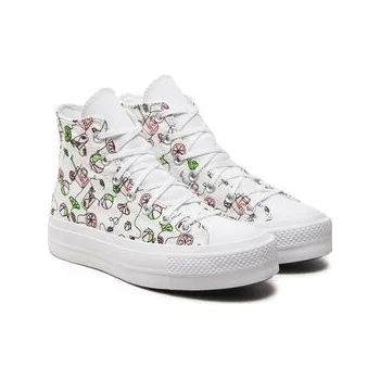 Dámská obuv Converse Plátěnky Chuck Taylor All Star Lift Platform Pink Lemonade A07561C Bílá 36_5