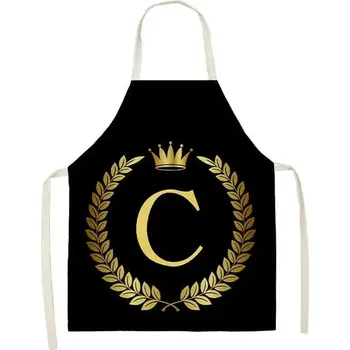 Kuchyňská zástěra Kuchyňská černá zástěra se zlatými písmeny - 20,Rozměr pro dospělé 68 x 55 cm