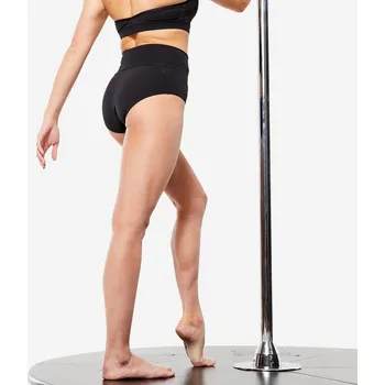Kalhotky DOMYOS Dámské kraťasy na pole dance s vyšším pasem 34 ČERNÁ