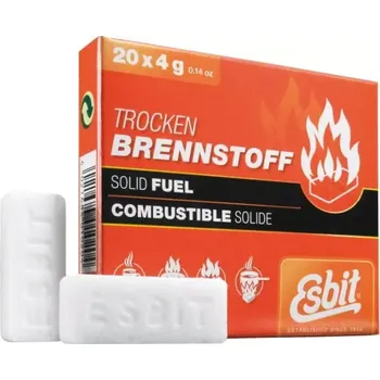 Podpalovač Líh pevný tablety ESBIT (Tuhé, značkové podpalovací tablety 20x 4g " ESBIT solid fuel ", vhodné nejen do lihových vařičů, ale i k rozdělávání dřevěného uhlí v grilu atd... .)