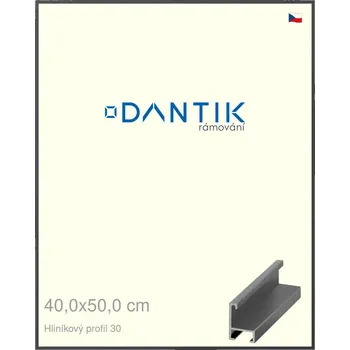 Rám na obraz DANTIK rámeček 40x50 | ALU profil 6030 Dýha barevná šedá tmavá (Sklo Čiré) (Vyrobeno s láskou u nás v DANTIKU)