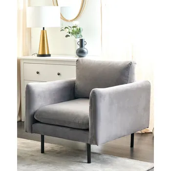 Křeslo Sametové křeslo šedé sametové čalounění glamour styl nábytek do obýváku Beliani