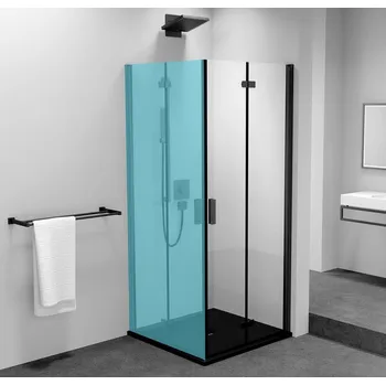 ZOOM BLACK sprchové dveře skládací 800mm, čiré sklo, pravé