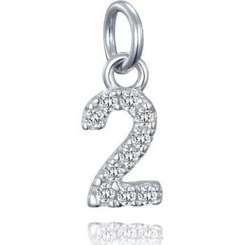 Přívěsek Stříbrný přívěšek číslo 2 s čirými zirkony STRZ1081F2