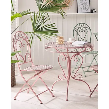 Sada 2 venkovních židlí růžová kovová moderní nábytek retro styl balkon terasa zahrada Beliani