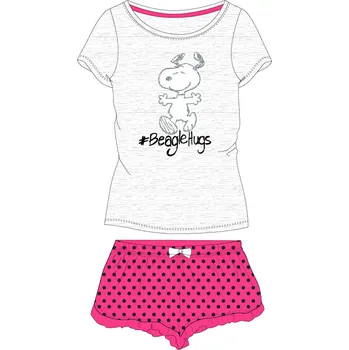 Dívčí pyžamo Snoopy - licence Dívčí pyžamo - Snoopy 5204492, šedý melír / růžové kraťasy Barva: Šedá, Velikost: 146