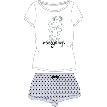 Dívčí pyžamo Snoopy - licence Dívčí pyžamo - Snoopy 5204492, bílá / šedé kraťasy Barva: Bílá, Velikost: 146