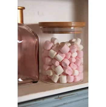 Nádobí Skleněná dóza s hnědým těsnícím víčkem - Ø 8*10 cm