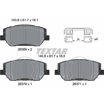 Brzdová destička Sada brzdových destiček, kotoučová brzda TEXTAR 2636901